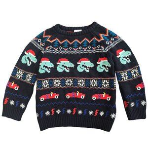 Hanna Andersson Boys Holiday Christmas Dinosaur Sweater 3T Black Multicolor